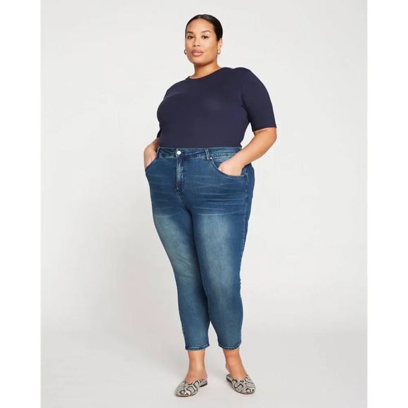 Universal Standard Seine High Rise Skinny Jeans 27 Inch in Distressed Blue - Picture 1 of 9